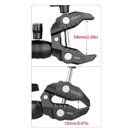 Ulanzi R096 - Super clamp, dwustronny uchwyt montażowy typu crab clamp, zakres